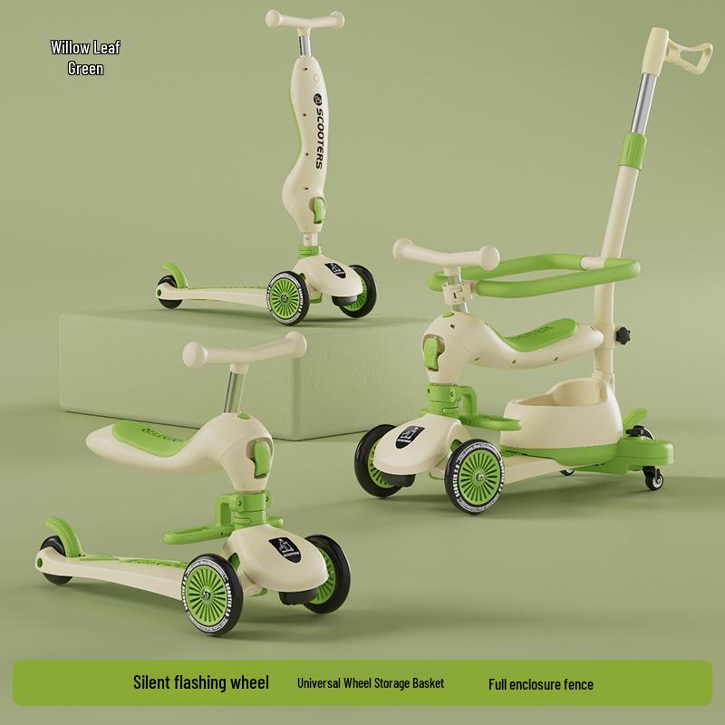 6-in-1 Children's Flashing Scooter: Push, Sit, or Pedal for Ages 1-5