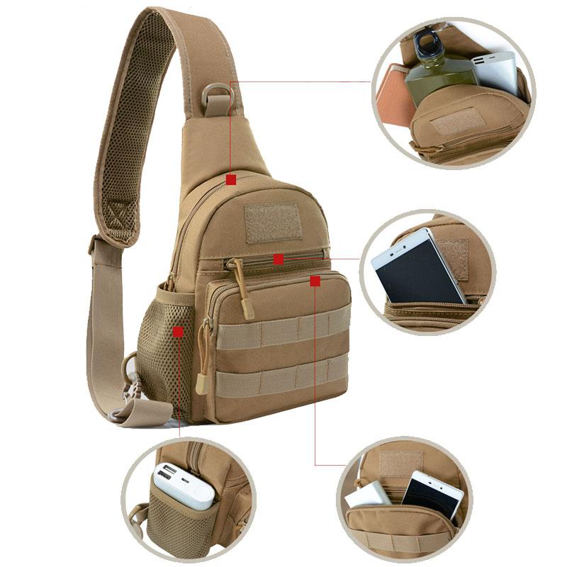 Tactical Shoulder Bag Men Outdoor Chest Bag Sling Molle Multicam Camouflage Camping Travel Hiking Hunting Military Crossbody Bag