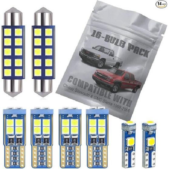 14-pc White LED Interior Light Kit Compatible with Silverado and Sierra 199