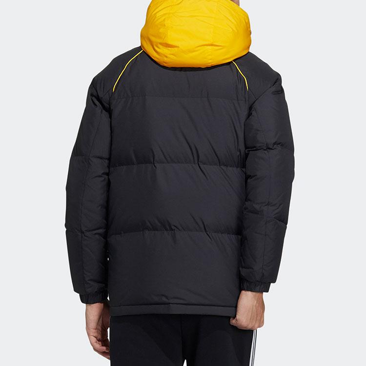 Adidas Neo Logo Patchwork Hooded Down Jacket With Duck Down Insulation Men Jackets Black HF0504