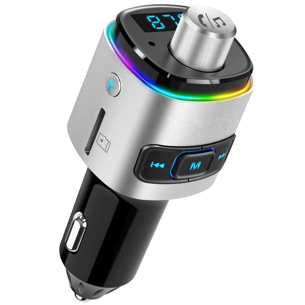 Transmisor FM Bluetooth para coche, reproductor MP3 con luces LED y carga rápida QC3.0