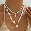 European and American personalized soft pottery necklace fashion coconut tree starfish flower pendant long necklace stacked collarbone chain