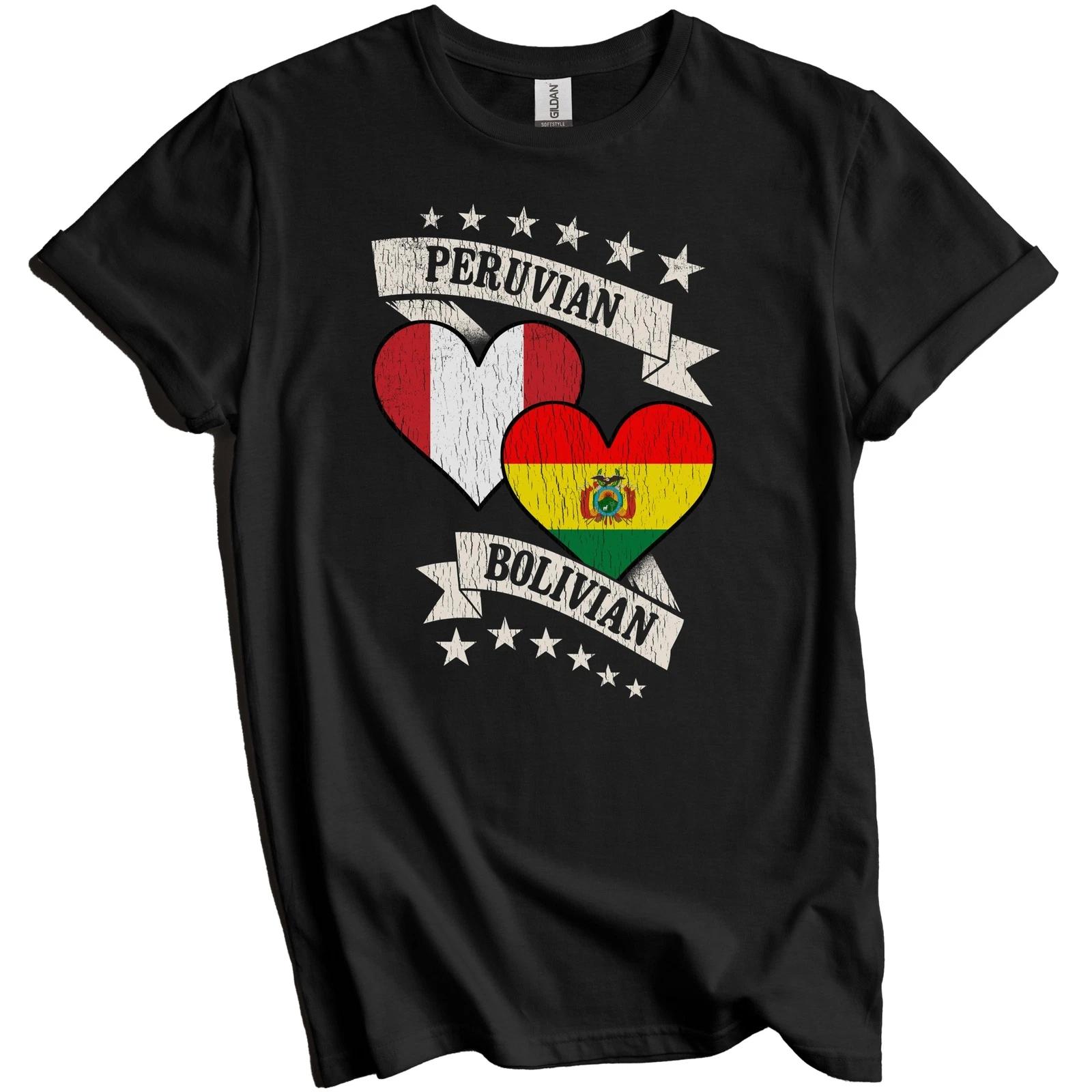 Peruvian Bolivian Heart Flags Peru Bolivia T-Shirt 2XL