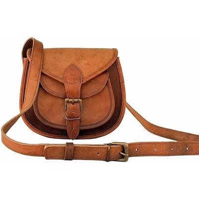 Vintage Goat Cross-body Bag Leather Brown Messenger Shoulder Purse Handmade Leather Brown Bag