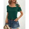 Women's Fashion Casual Summer Spring Solid Color Print Short Sleeve Oblique Collar Blouses & Shirts