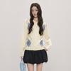 LED'IN Women's Color Block Argyle Knit Cardigan
