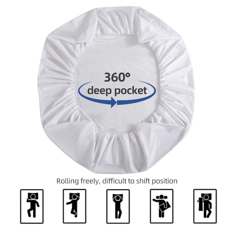 Soft Fitted Sheet Waterproof Mattress Protector, Breathable Mattress Pad Cover, White Sheet Bed Sheets with Elastic