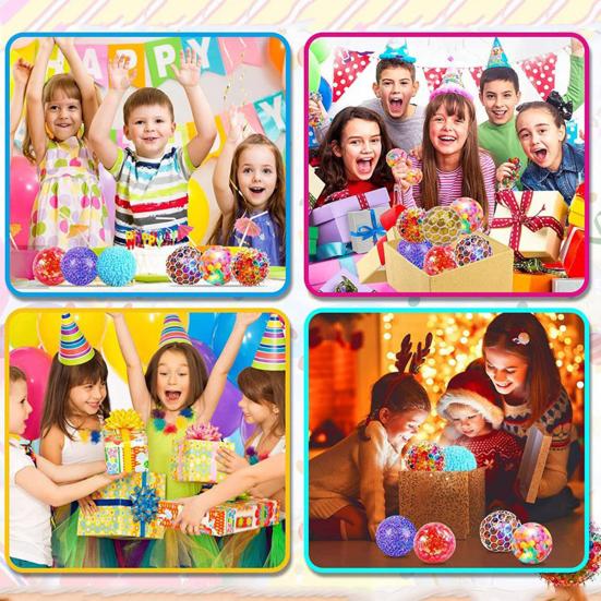 2Pcs 3.5CM Colorful Stress Ball Funny Stretch TPR Anxiety Relief Decompression Squeeze Ball Sensory Squishes Fidget Toy Kids Teens Adults Gift