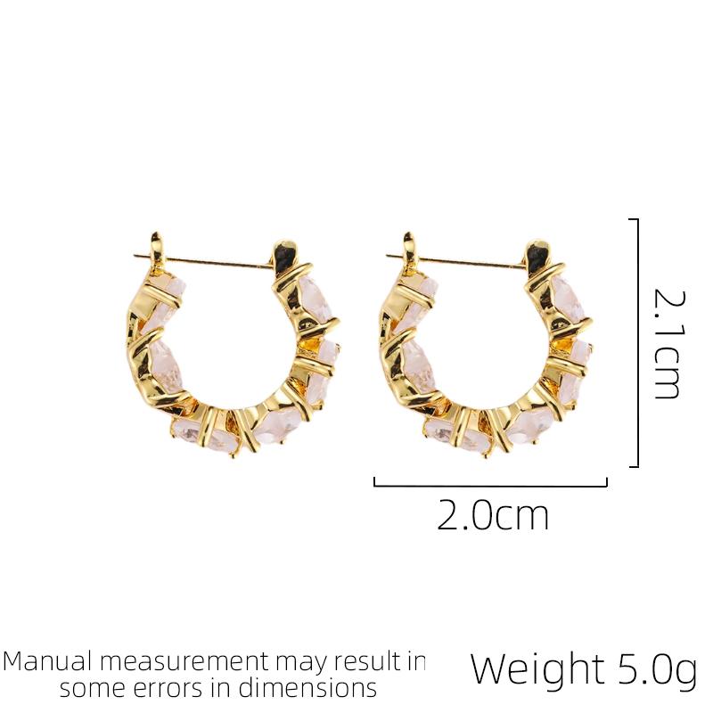 Love Zircon Gold Earrings Light Luxury Elegant Sweet Cool Personalized Fashion Earrings For Women
