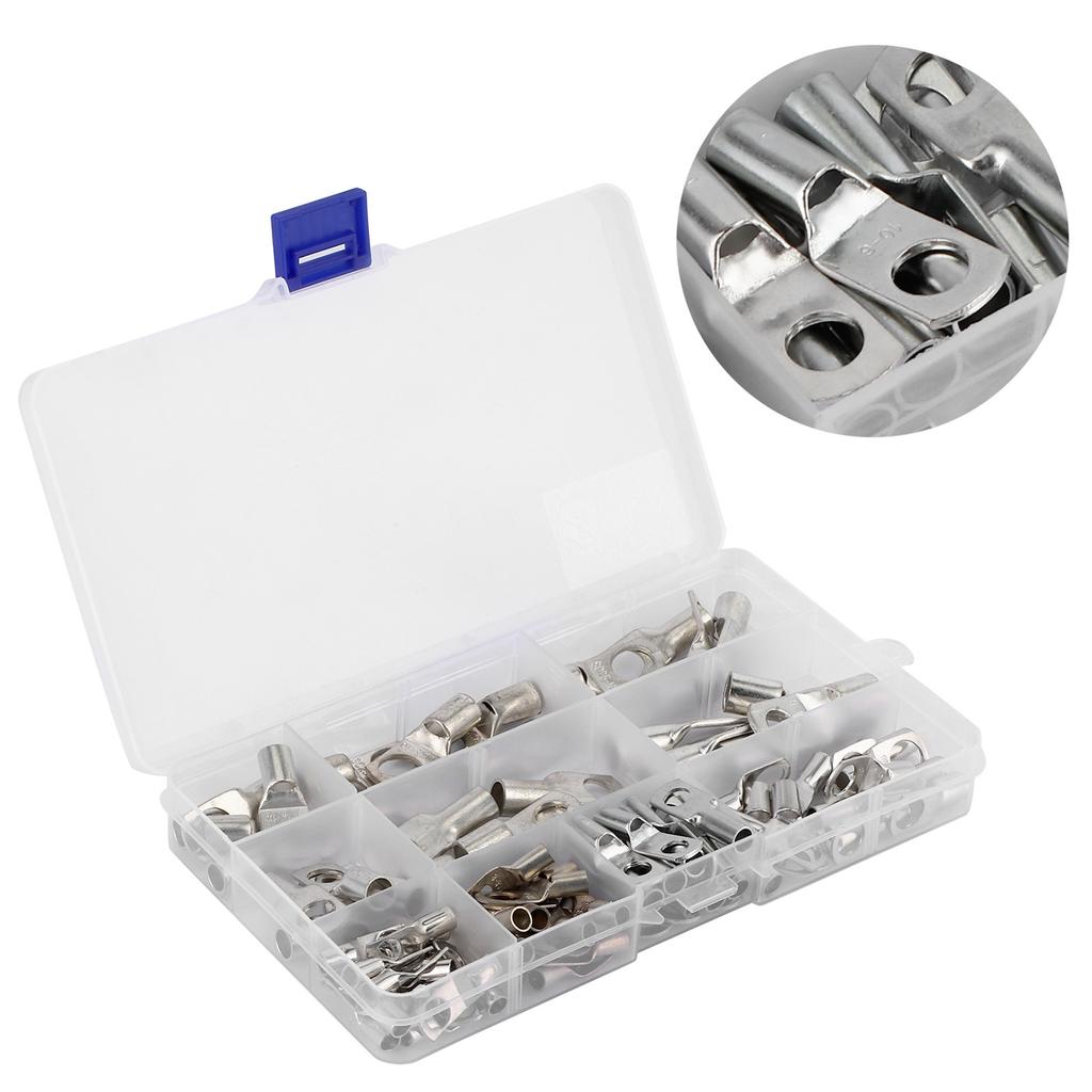 90pcs SC Battery Wire Lugs Tinned Copper Crimp Rings Connectors Eyelets for Auto Car Marine