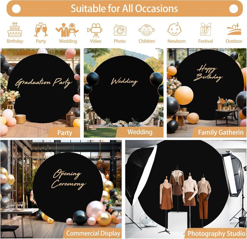 White Round Photography Backdrop Cloth Cover Baby Shower Birthday Party Wedding Decor Photo Backdrop Cloth Circle Background