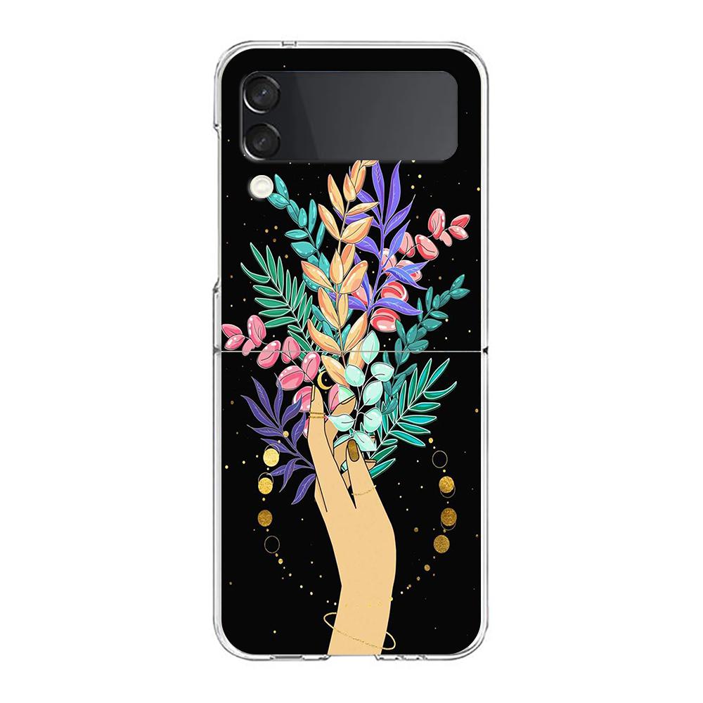 Moon Tarot Cat Aesthetic Clear Phone Case For Samsung Galaxy Z Flip 4 Case Thin High Hard Shell On For Galaxy Z Flip 3 5G Cover