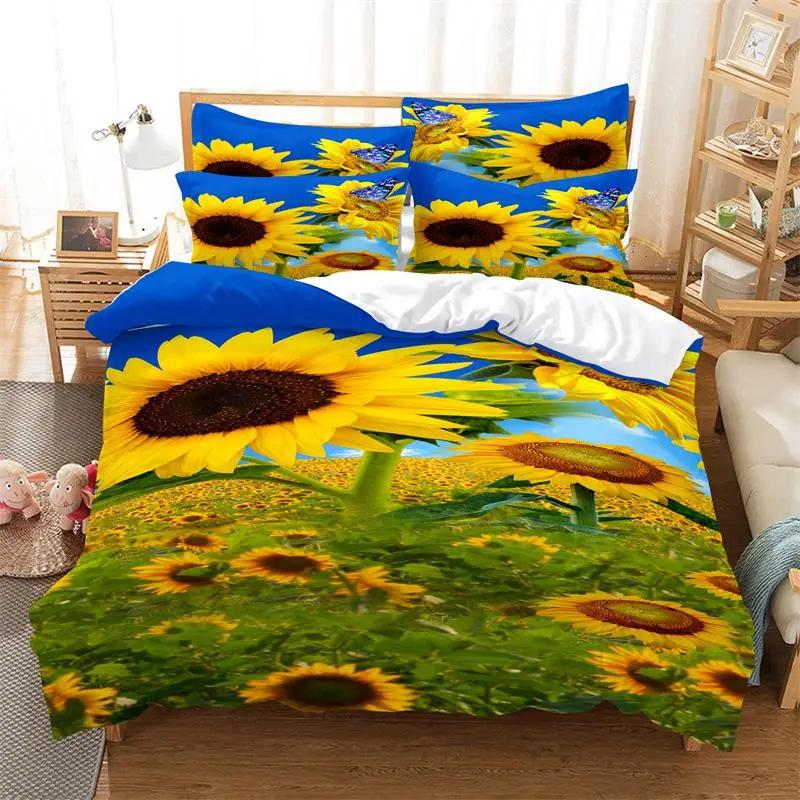 Rose Pattern Bedding Set, Duvet Set, Digital Printing Queen Bed Three-piece Set