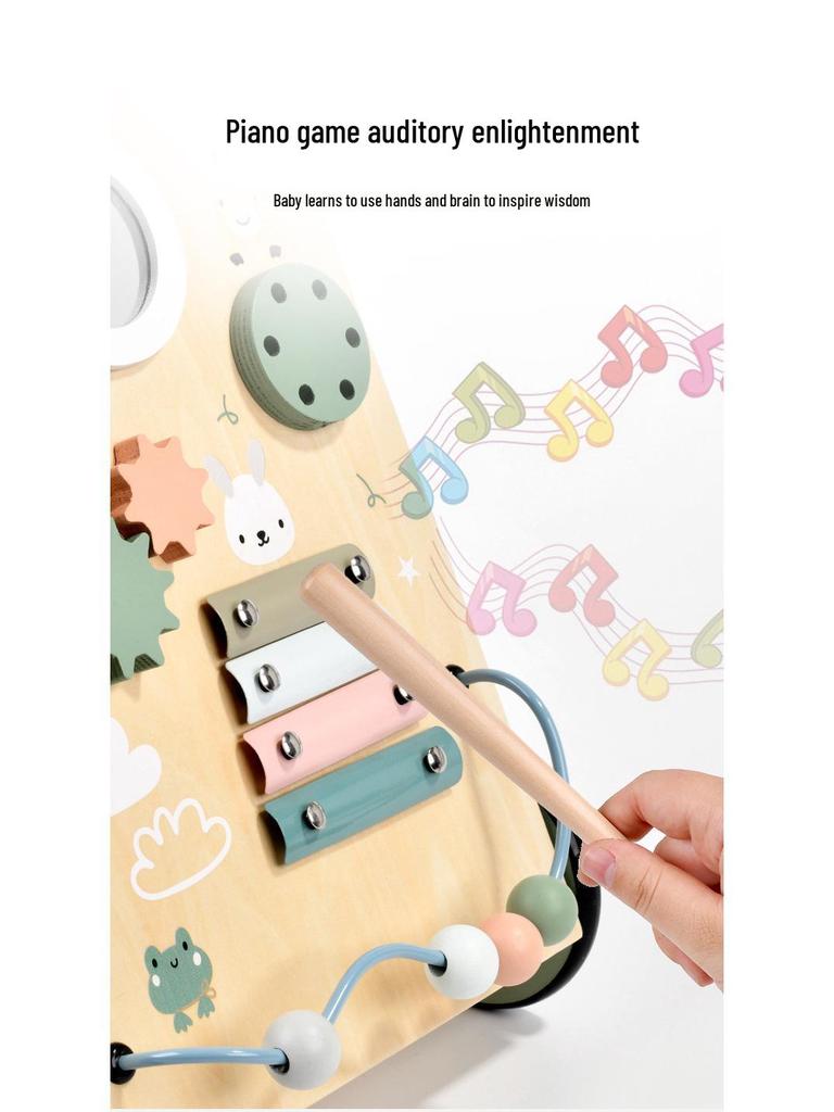 Nordic Style Wooden Bead Maze and Xylophone Push Cart Walker for Kids