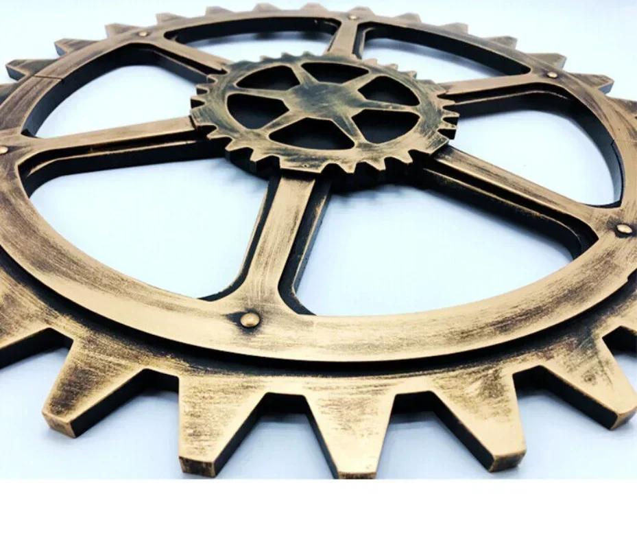 Vintage Zlaté Dřevěné Kolo Steampunkové Soukolí Socha Soukolí Retro Design Ozdoby Bar Pub Nástěnná Dekorace Ozubené Kolo Rustikální Dekorativní Dřevěné Řemeslo