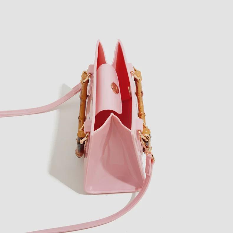 Bohao Bamboo PVC Square Barbie Jelly Crossbody: Stylish, Versatile, Dirt-Resistant, and Easy-to-Clean Summer Women's Evening Bag.