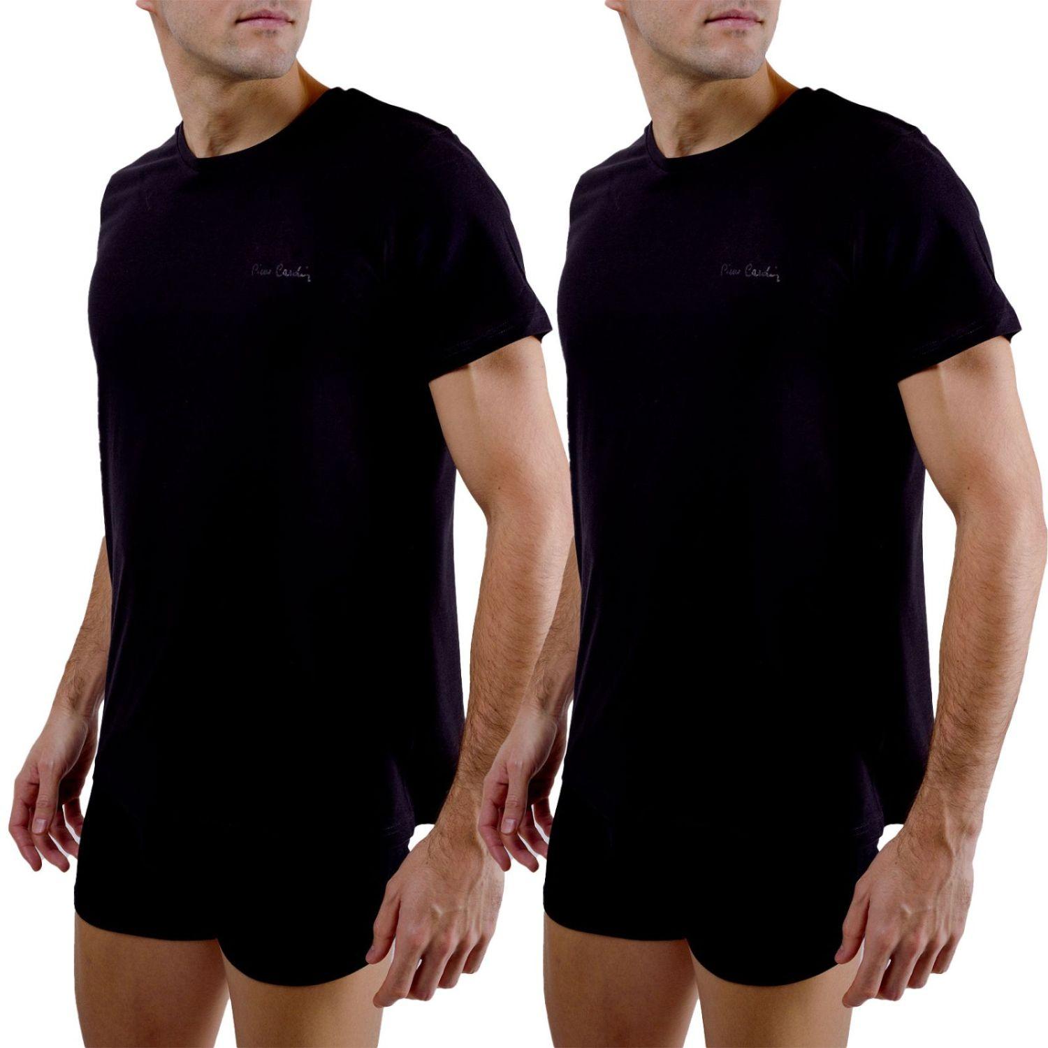 Lot de 2 t-shirts homme col rond avec broderie sur la poitrine L noir