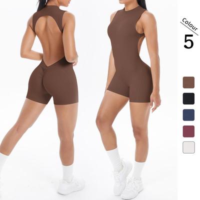 Europeisk & Amerikansk Stil Plisserad Höftlyftande Yoga Jumpsuit: Sport & Fitness Helväst