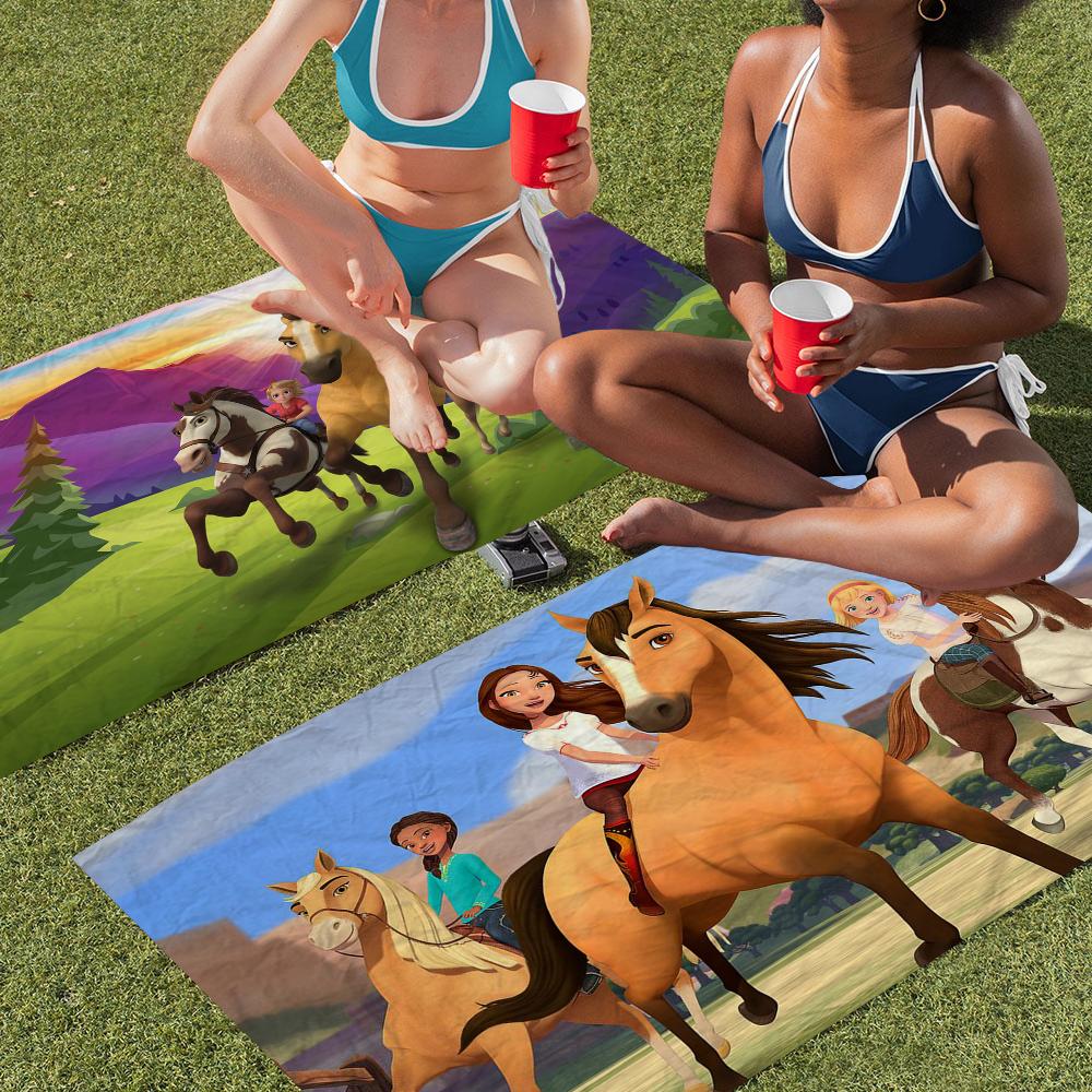 Spirit Riding Free Horses Microfiber Beach Towel Absorbent Quick dry Soft Yoga Swimming Resort Mountain Climbing Towel
