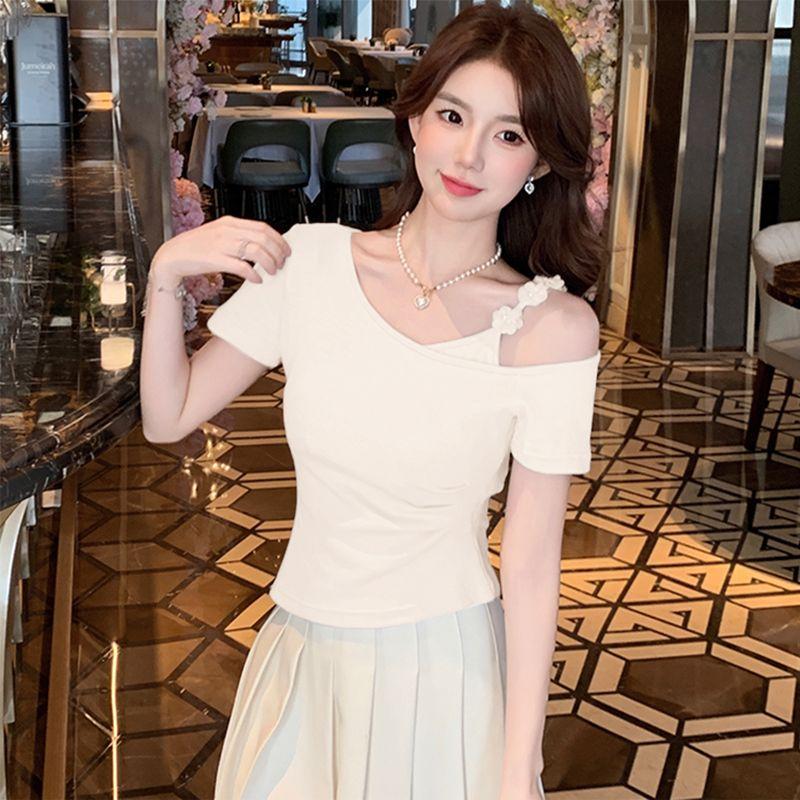 Summer Fashion Off Shoulder Tops Women Plus Size Short Sleeve Tshirt
