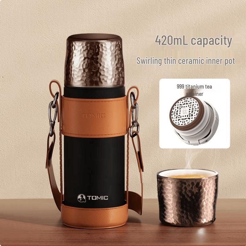 TOMIC Ceramic Lined Insulated Mug with Titanium Tea Infuser