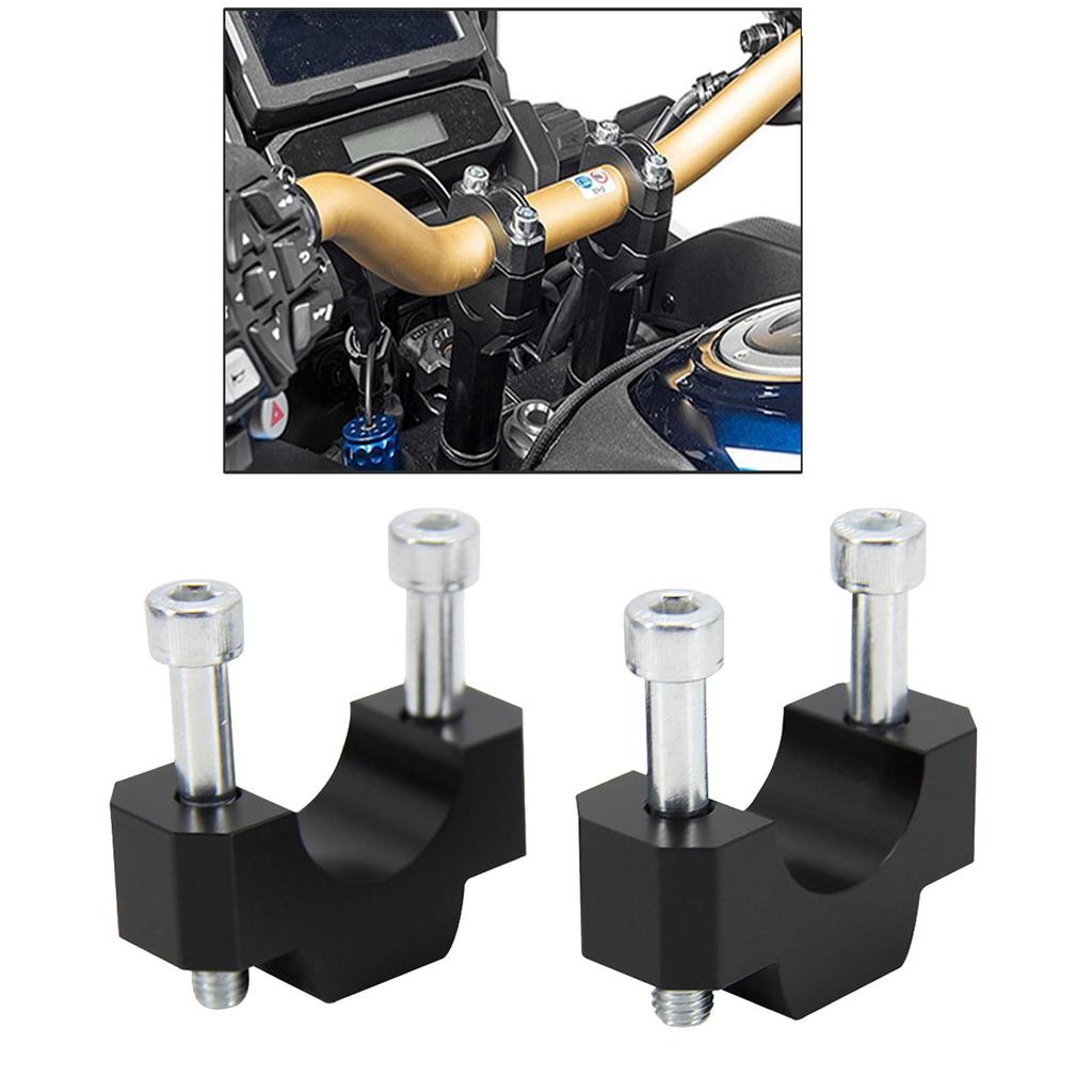 2Pcs Motorcycle CNC Aluminum Handle Bar Riser Mount Bracket Clamp Height Adapter