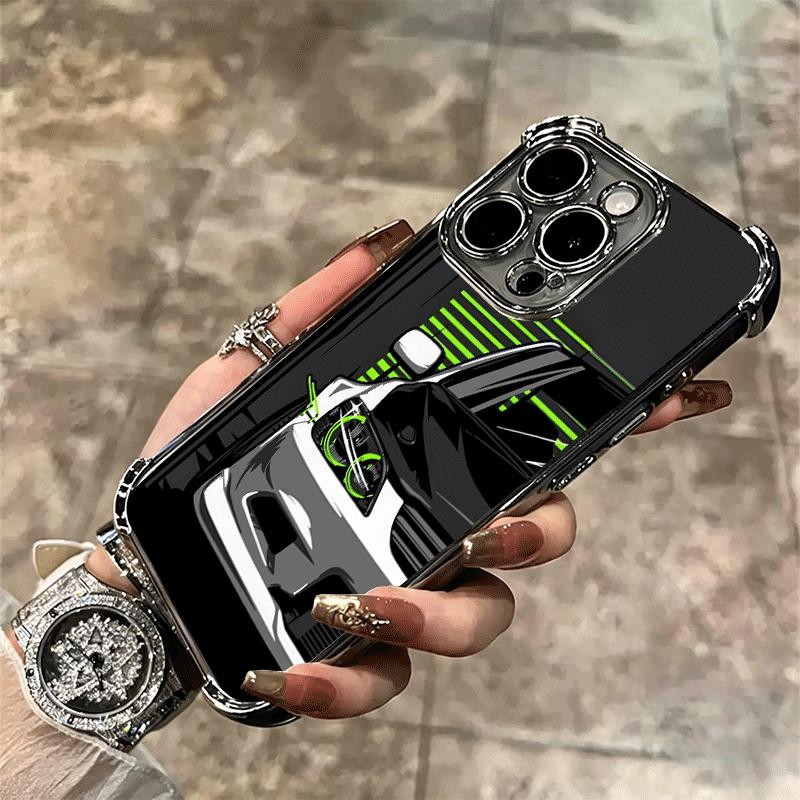 Simple Japanese Sports Cars Pattern Soft Phone Case For iPhone 15 16 17 Air 14 Pro Max 16E Plus 13 12 Mini Plating Anti-Fall Fun
