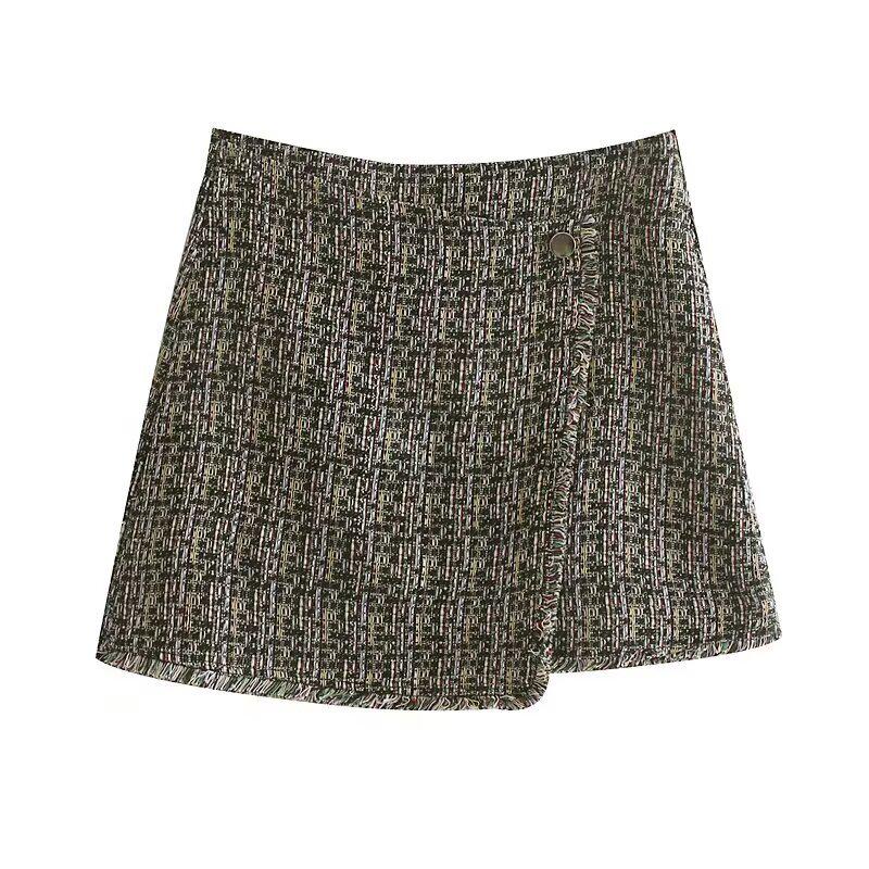 

Зимняя женская мини-юбка А-силуэта с крупной бахромой в европейском и американском стиле Small