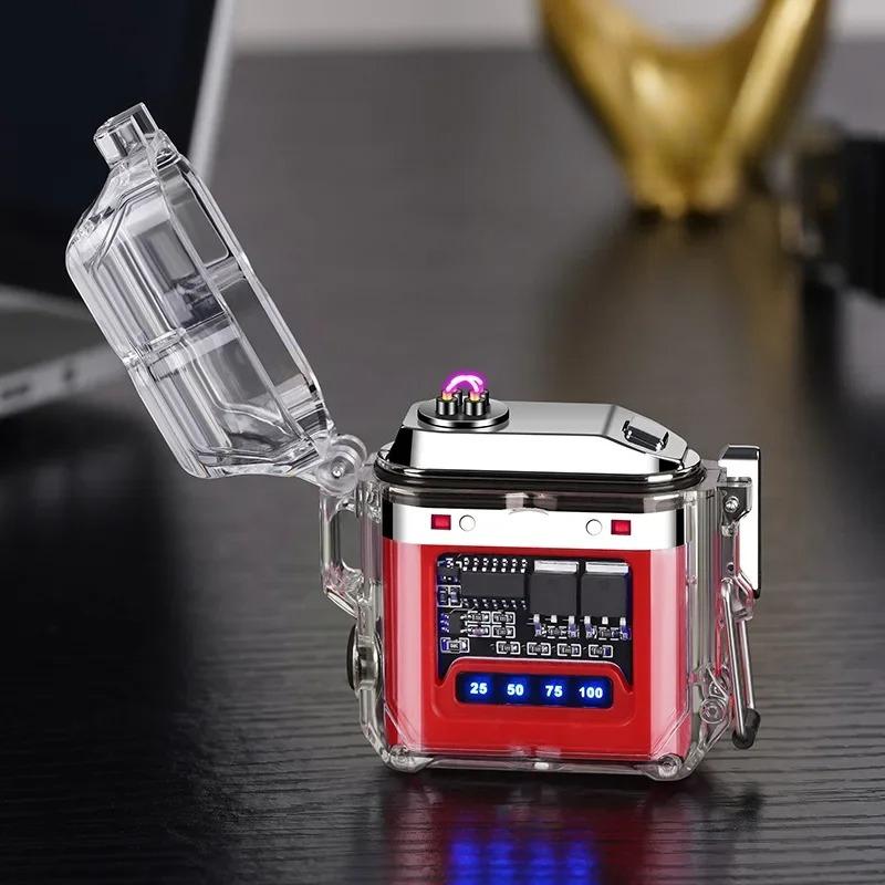 New Transparent Shell Waterproof and Windproof Ignition Flashlight TYPE-C Fast Charging COB Lighting Outdoor Camping Gift