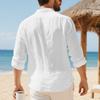 Abbigliamento Autunnale da Uomo per Uso Quotidiano Uomo Lino Americano Largo Hawaiano Casual Camicia a Bottoni Manica Lunga con Collo