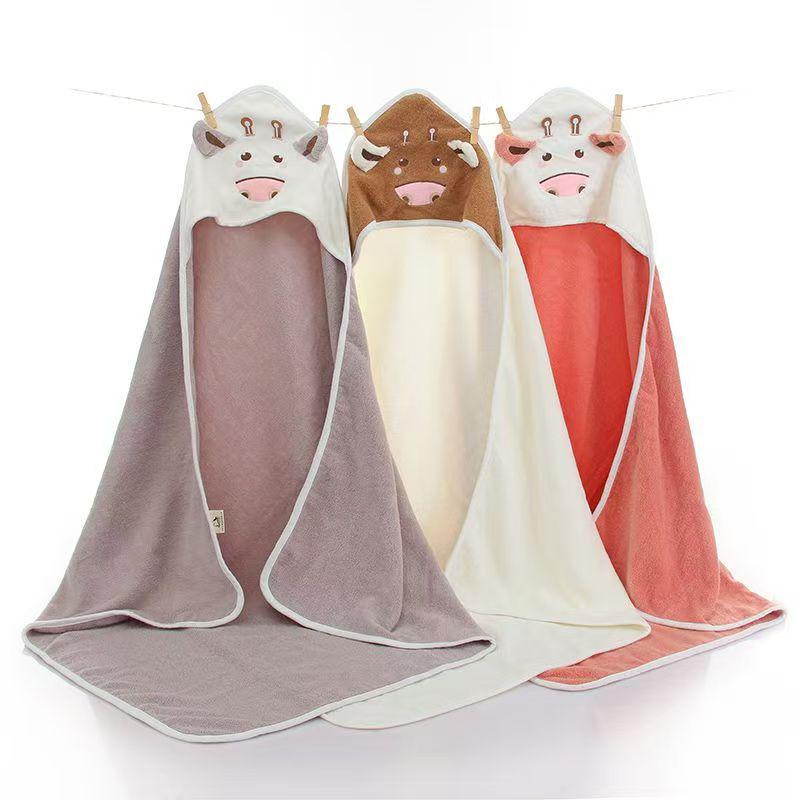 Soft Hooded Cotton Baby Cape Towel - Thick, Absorbent, & Cute Cartoon Design