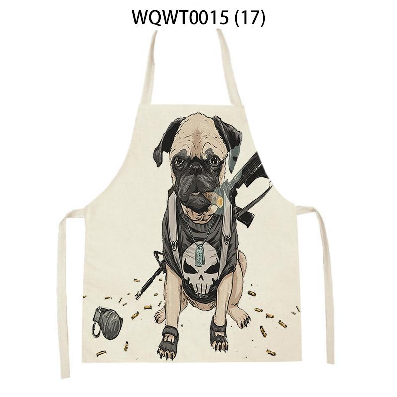 Adult Kids Kitchen Apron Funny Cartoon Dog Printed Sleeveless Linen Baking Aprons for Men Women Home Cleaning Tools Delantal