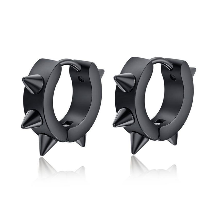 1Pair Personality Rivet Titanium Steel Punk Stud Earring Gothic Hoop Earrings Fashion Unisex Sharp Needle Ear Buckle