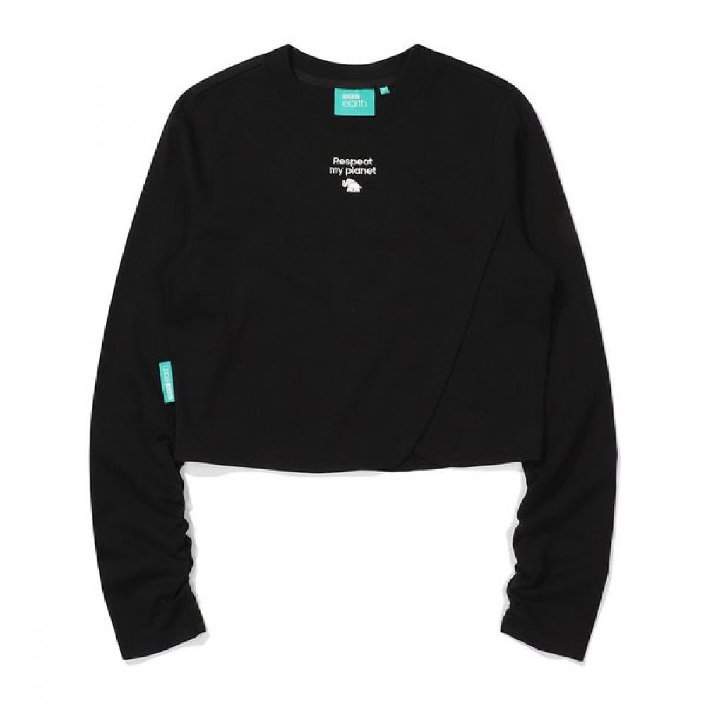 Bbc EarTh Women Long Crop T shirT  Black  23fw 090