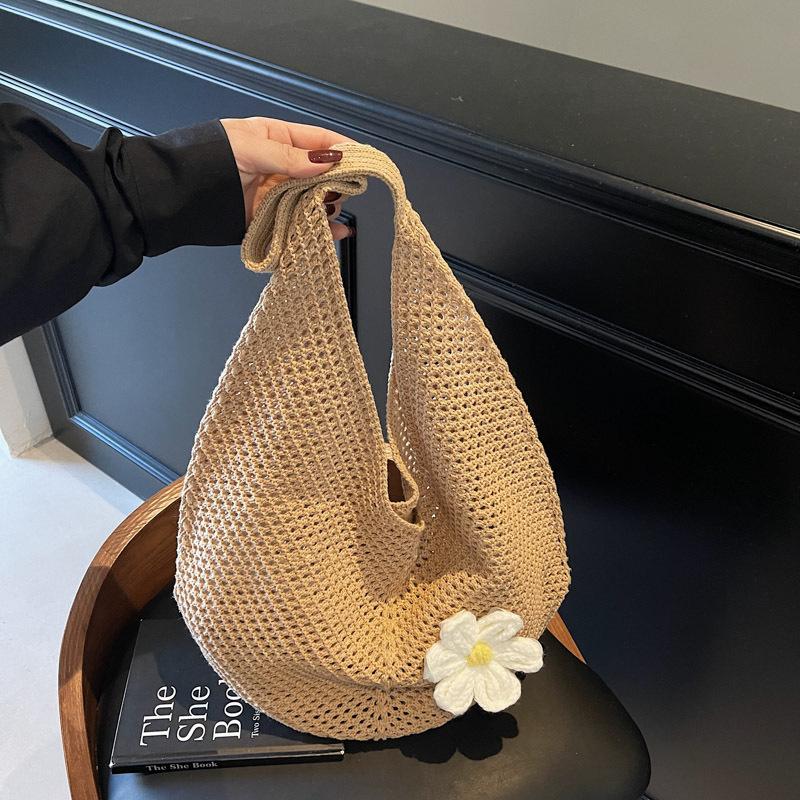 Large Capacity Woven Shoulder Armpit Bag Tote Bag Women's New Texture Seaside Leisure Vacation Beach Bag Fashion