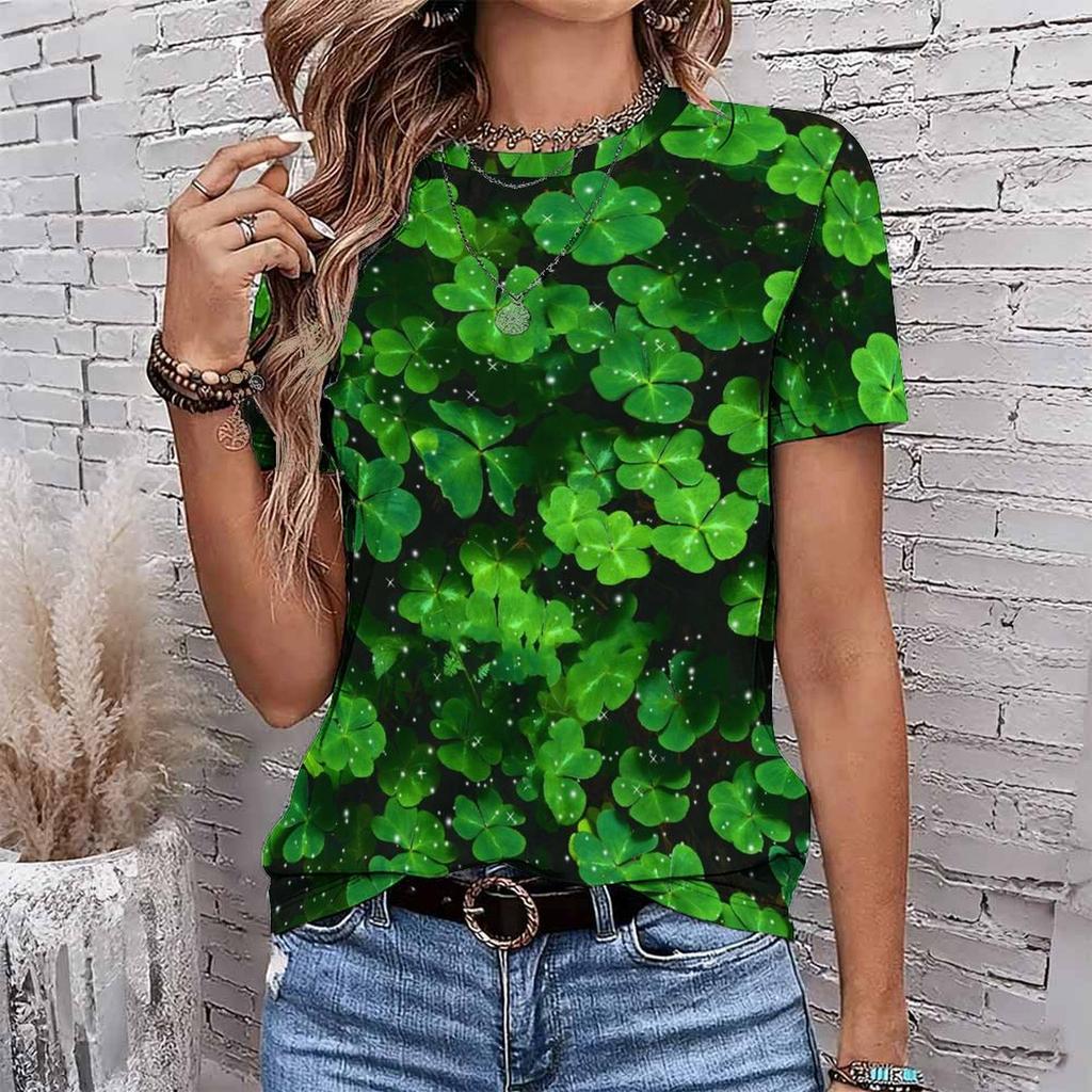 Fashion Women Retro Geometry and Leopard Pattern Patterns Print T Shirt Funny Casual O-neck Short Sleeves T-shirt Summer Female Tee Shirt