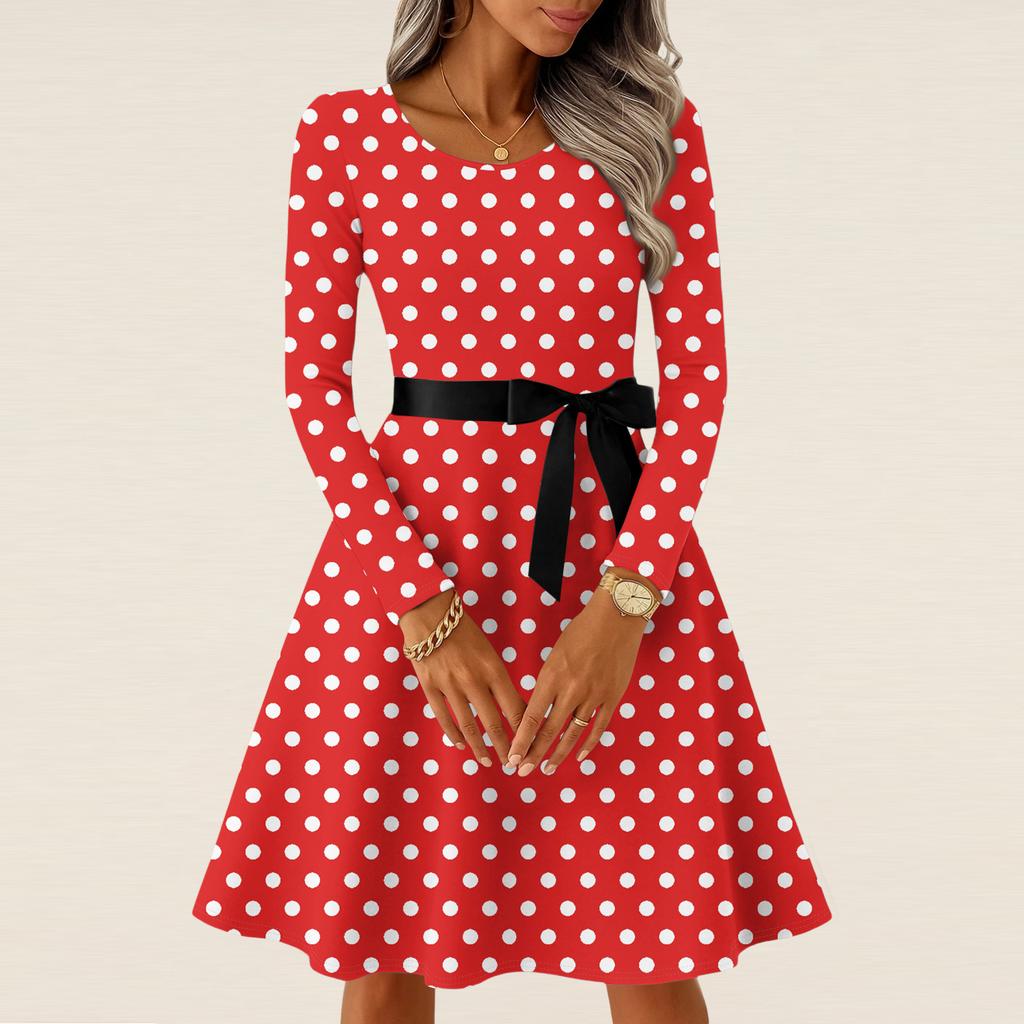 Women's Casual Fashion Long Sleeve  Vintage Long Dresses