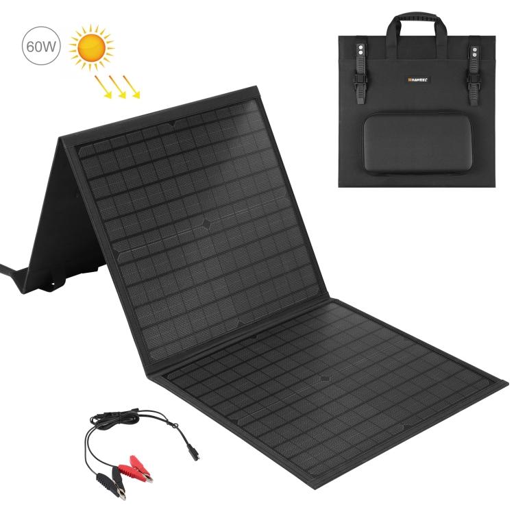 HAWEEL 60W Foldable Solar Panel Charger Travel Folding Bag(Black) чёрный