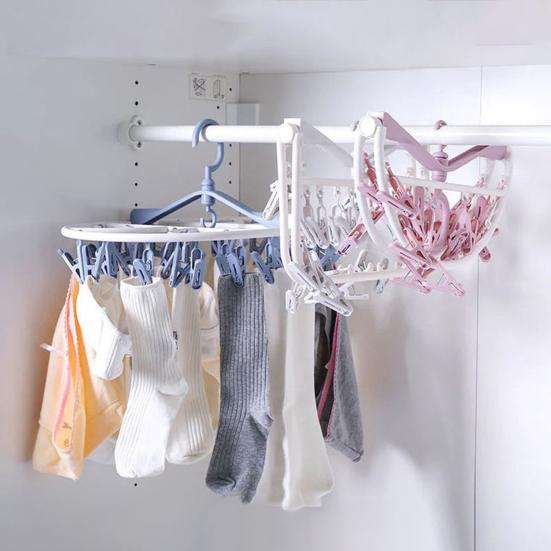 Yousheng Socks Underwear Drying Rack Clothes Hanger with 360-Degree Rotating Hook Windproof Storage Laundry Rack