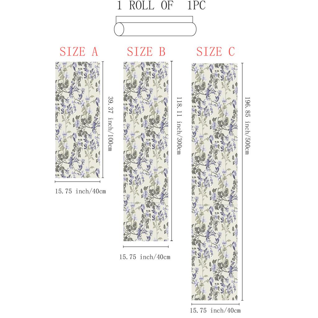 Flower Ink Wall Sticker Self-Stick Simple Gray-White Purple Pink Blue And White Wallpaper Self-Stick Household Moisture-Proof Wallpaper