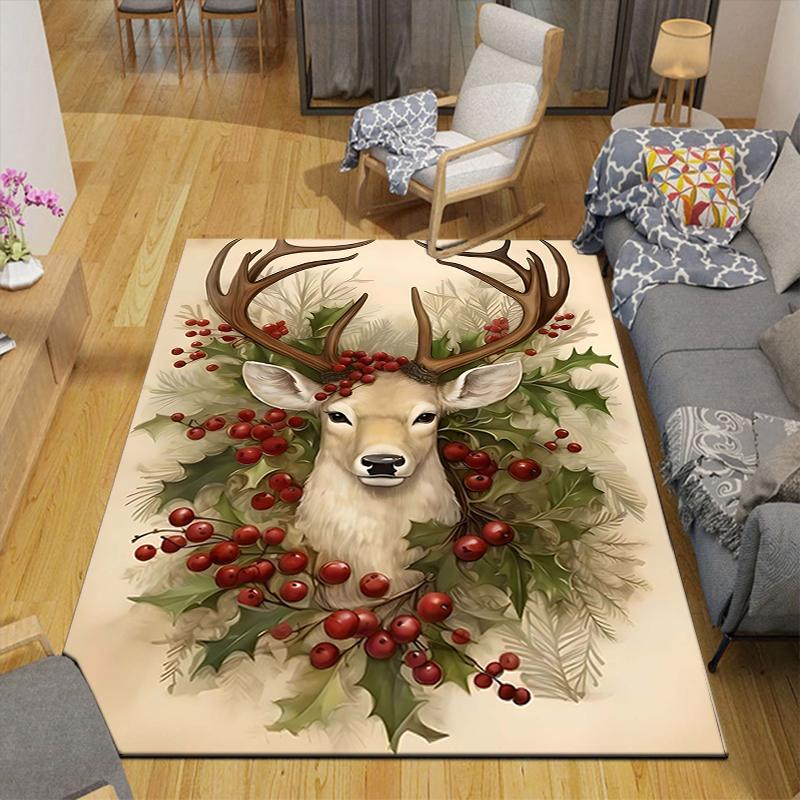 1Pc Christmas Candy Canes Rug Office Carpet Indoor Outdoor Doormat Nonslip Soft And Comfortable Living Room Christmas Halloween Gift D91841