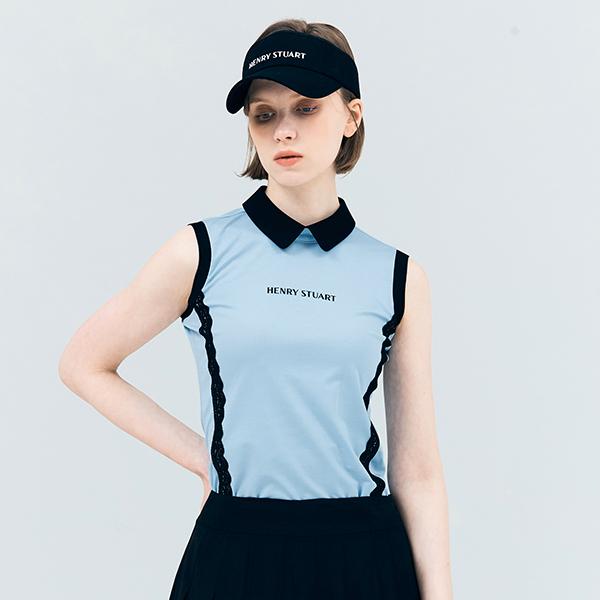 Henry Stuart Women S Lace Sleeveless T-Shirt Sky Blue Sky Blue/M[95]