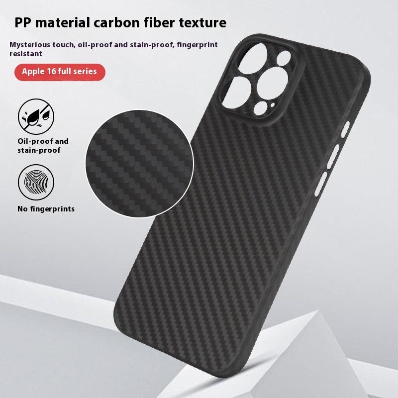 For for Slim Shockproof Business Design Carbon Fiber Texture Plastic Mobile Phone Cases 13/14/15/16 Pro Max Screen Protector