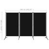 VidaXL Paravent 3 Panneaux, 260x180 cm, Tissu Polyester &amp; Structure en Fer, Noir, Écran de Confidentialité Pliable, Cloison 320734