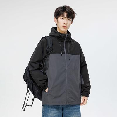 Outdoor-Freizeit Frühling und Herbst neue Jacken Herren Kapuzenjacken Herren trendige Marke Arbeitskleidung Oberteile Colorblock trendige Jacken