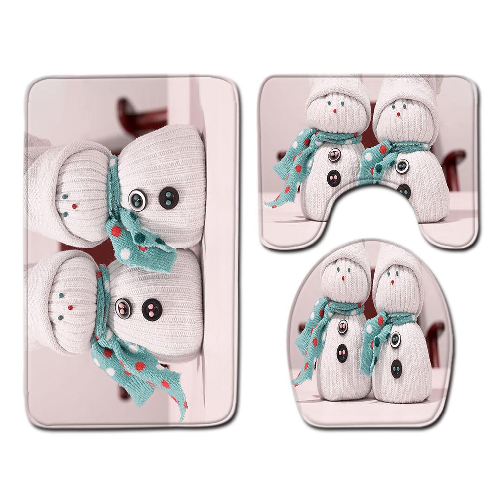 

Рождественский коврик для ванной, туалетный трехпредметный набор 45cmx75cm