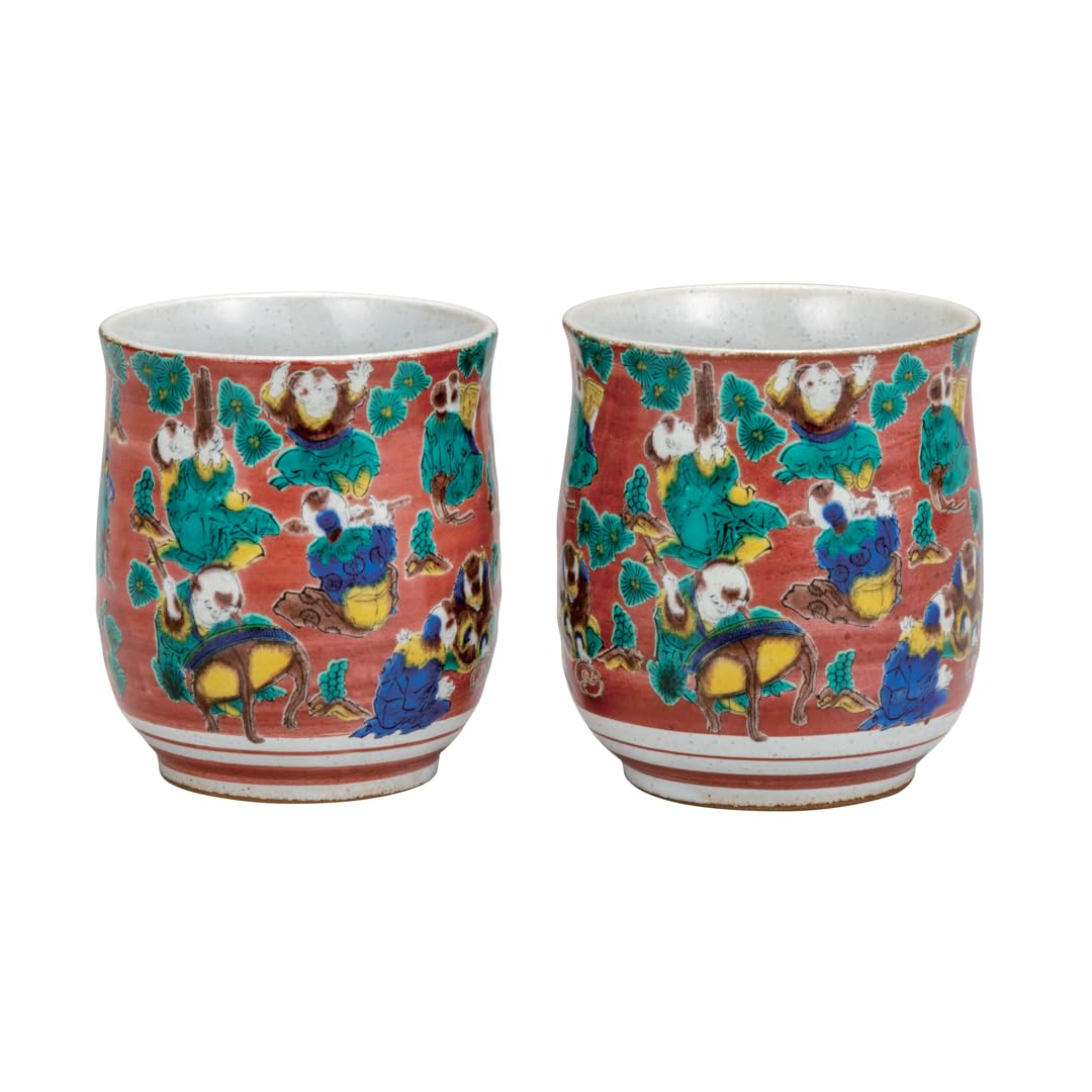 

Kutani ware Iwataya set of teacups, wooden rice bowl, K8-668