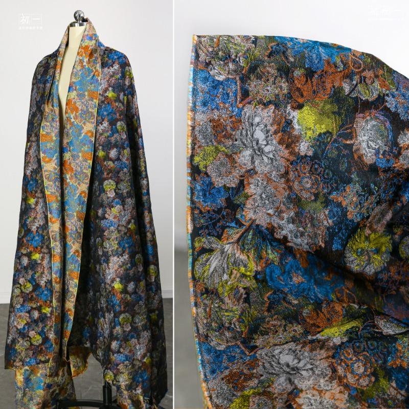 

50x150cm Retro Classic Yarn Dyed Jacquard Fabric Oil Painting Texture Women s Soft Flower Dress Bag Diy Making Fabric 50x150cm