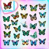 50 Blue Flower Butterfly Stickers Stickers Colorful Butterfly Doodle Stickers
