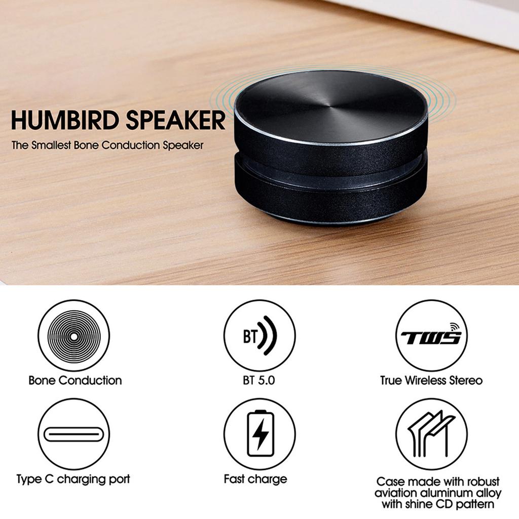 Bone Conduction Speaker 120Hz 16KHz BT 5.0 Portable Aluminum Alloy Loud Stereo Sound Speaker